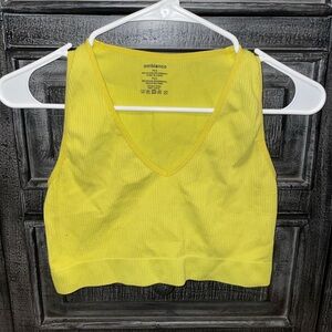 Ambiance Yellow Ribbed V-Neck Crop Top